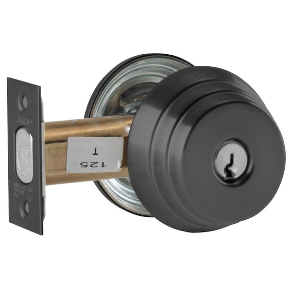 Arrow Lock Grade 2 Single Cylinder Deadlock, Conventional Cylinder, Black Suede Powder Coat Finish E61 BSP - main